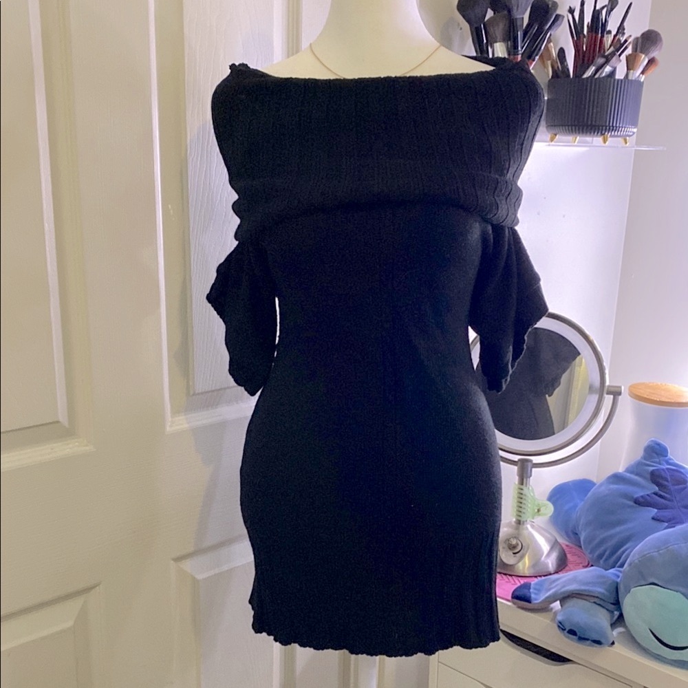 Elegant Black Off-Shoulder Sweater